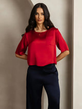 [Dark Red] SilkSilky  Half Sleeve Women's T-Shirt 001