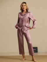 [Pale Mauve] SilkSilky  Long Sleeve Lapel Collar Women's Pajamas 001