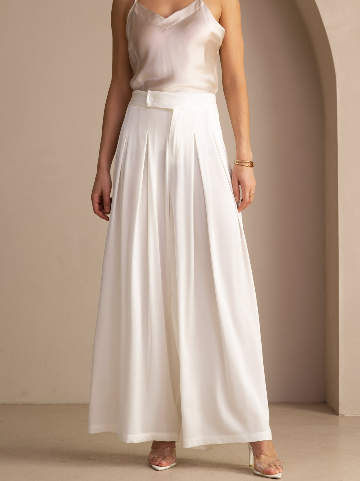 [White] SilkSilky  Women's Pants 001