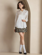[White] SilkSilky  Long Sleeve Lapel Collar Women's Shirts 006