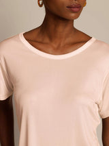 [Light Pink] SilkSilky  Short Sleeve Round Neck Women's T-Shirt 004