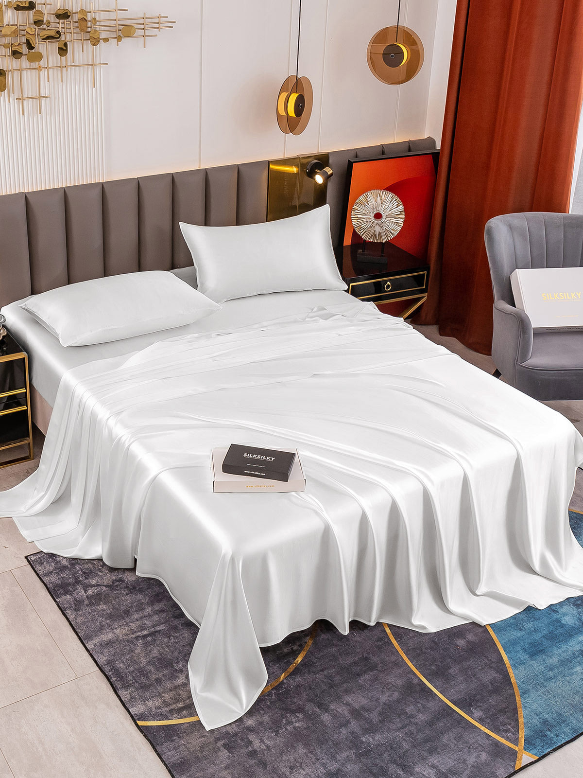 [White] SilkSilky  Bedding Set 001