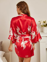 [Dark Red] SilkSilky  3/4 Sleeve Women's Robe 002