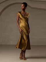 [Brown] SilkSilky  Cap Sleeve Dress 006