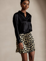 [Black] SilkSilky  Long Sleeve Lapel Collar Women's Shirts 005