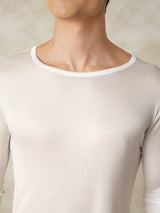 [White] SilkSilky  Silk Jersey Long Sleeve Round Neck Men's Long Johns 004