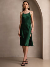 [Dark Green] SilkSilky  Spaghetti Strap Dress 001