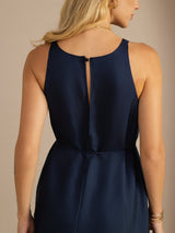 [Dark Blue] SilkSilky  Sleeveless Crew Neck Dress 006