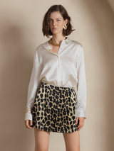 [White] SilkSilky  Long Sleeve Lapel Collar Women's Shirts 001