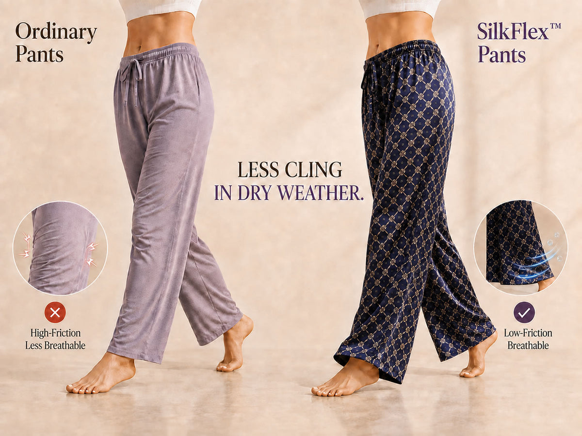 19Momme Silk Chain Print Wide Leg Women's Pants With Side Pockets Design - Detail 1