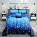 Rowadalo 6 Pieces Blue Gradient Glitter Sparkles Comforter Set Full Size,Galaxy Starry Sky Bedding Sets 6 Pcs Bed In A Bag For K