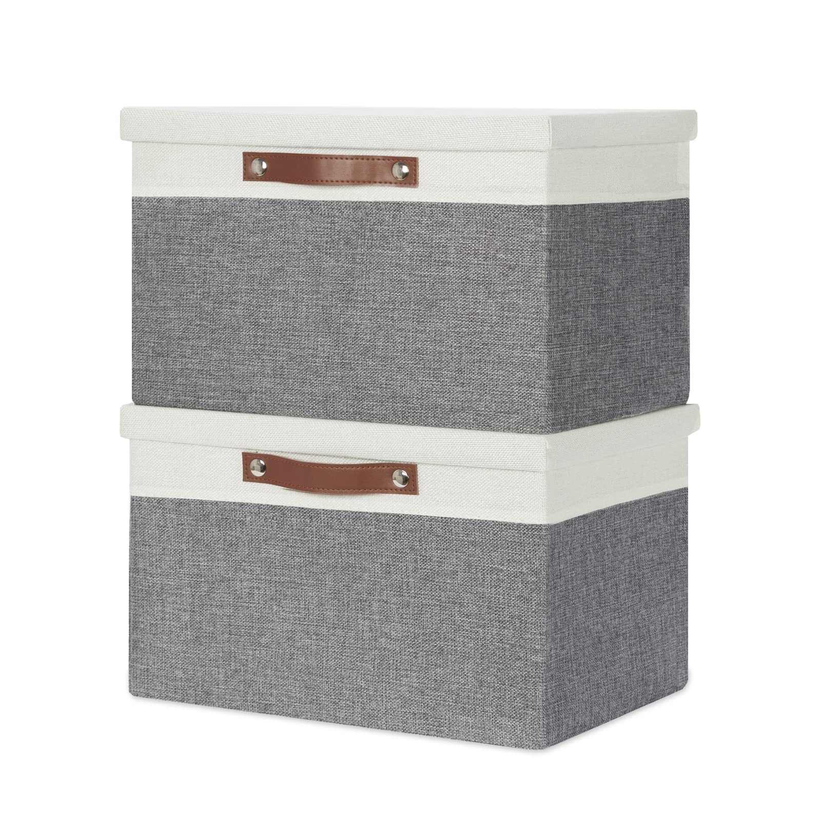 Temary Collapsible Storage Bins Storage Boxes with lid, 2 Pack Storage Baskets with Lid Decorative Storage Clothes, Organizer Bi