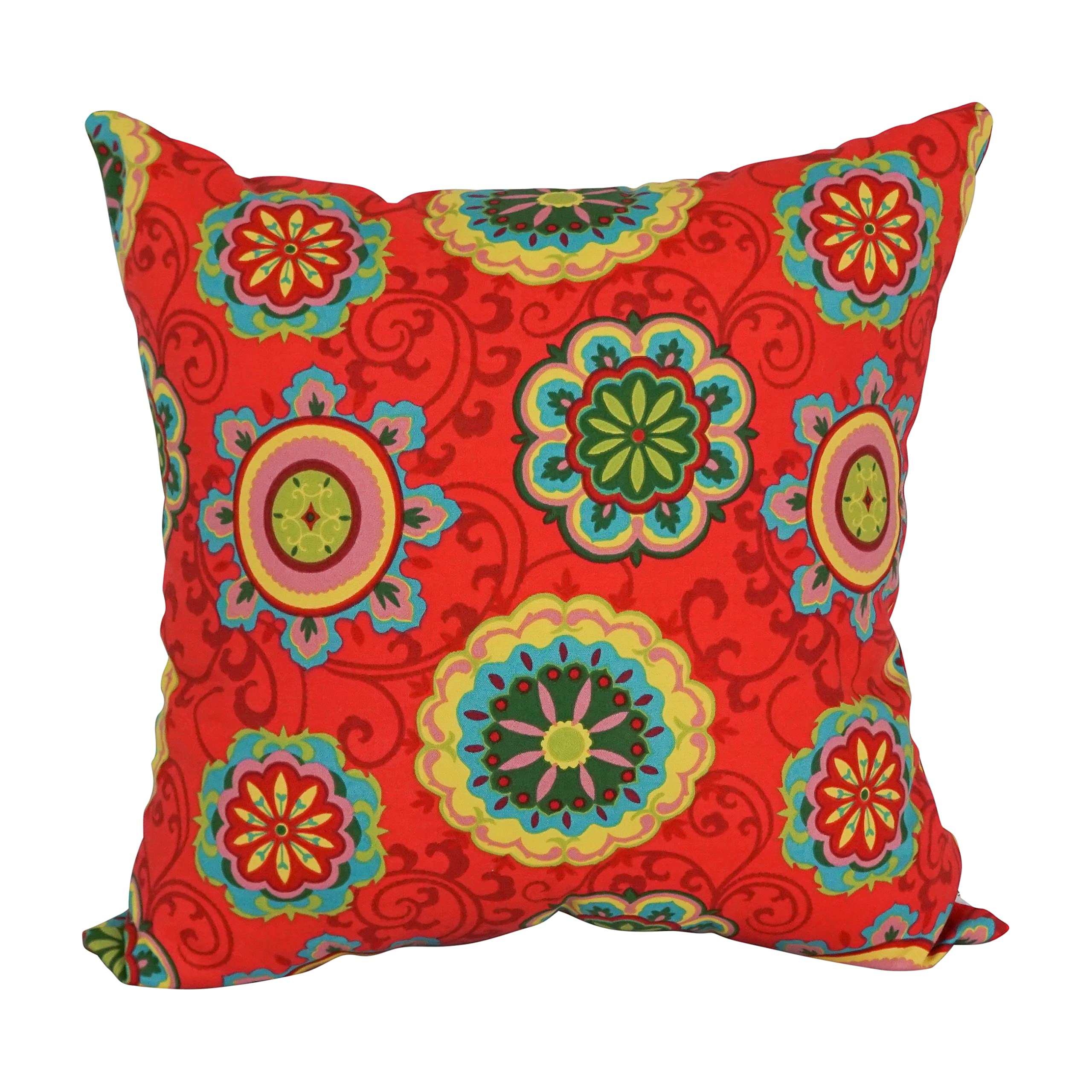 Blazing Needles Square Indoor/Outdoor Throw Pillow, 25", Farrington Terrace Grenadine 2 Count