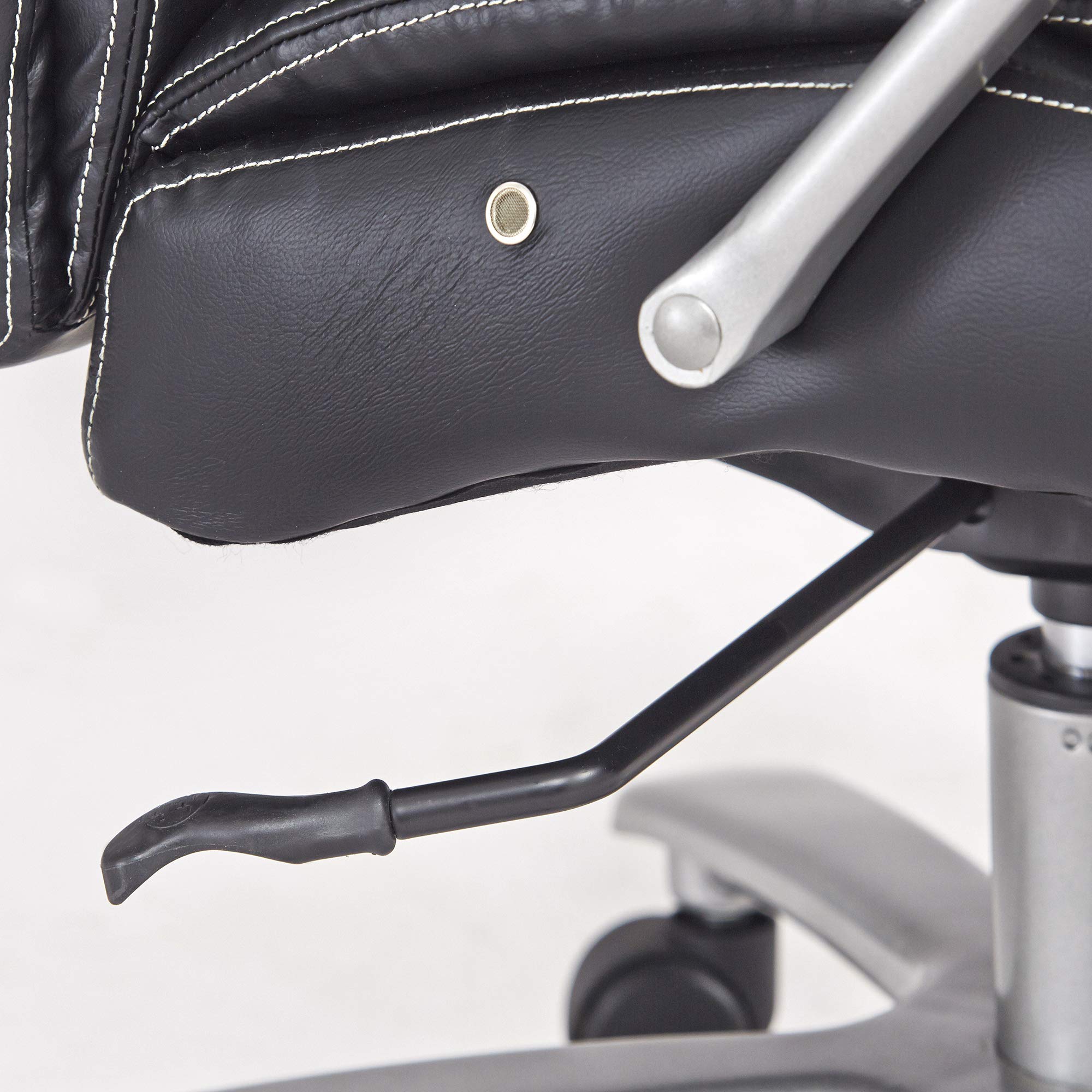 Safco Products 3503Bl Big And Tall Mid Back Rolling Swivel Task Desk Chair, Padded Arms, 400 Lbs. Weight Capacity, Adjustable Height, Tilt, Work Or Home Office, Black Bonded Leather Seat