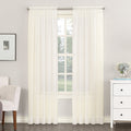 No. 918 53566 Emily Sheer Voile Rod Pocket Curtain Panel, 59'' x 95'', Eggshell