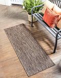 Unique Loom Outdoor Solid Collection Area Rug (2 7 x 10 Runner Light Brown/Ivory)