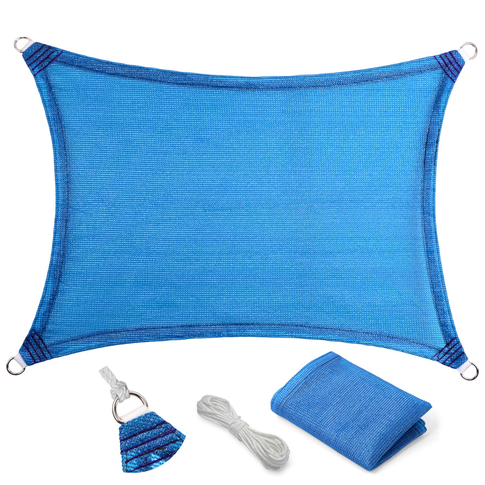 Eden'S Decor 7' X 12' Blue Sun Shade Sail Outdoor Canopy Rectangular Awning Fabric Cloth Screen For Patio Garden Backyard Pergol