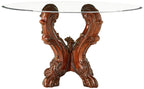 Acme Dresden Dining Table 60010 Glass Wood Cherry Brown