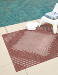 Unique Loom Outdoor Modern Collection Area Rug - Tambor (13' Square, Rust Red/ Ivory)