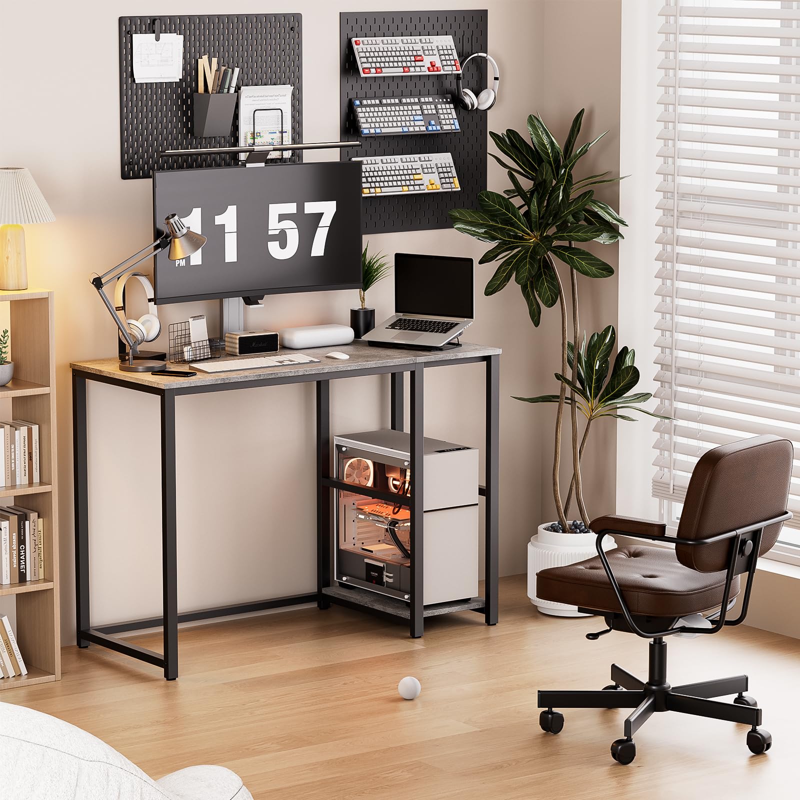 SINPAID Computer Desk MAGIC-100GRAY-CD-24-US 40-inch Engineered Wood Grey