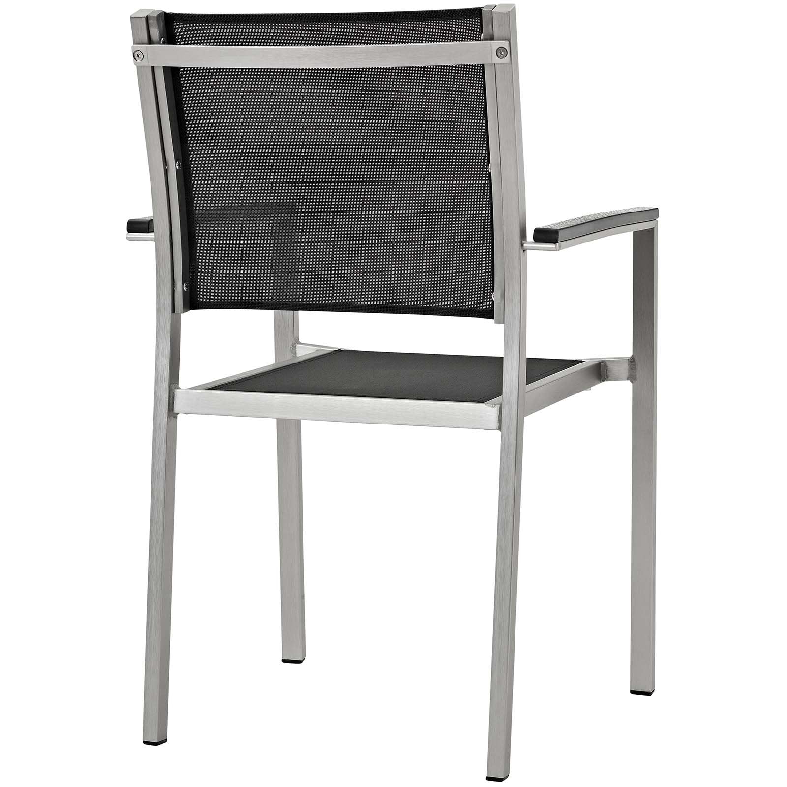 Modway Eei-3198-Slv-Blk-Set Shore Outdoor Patio Aluminum Dining Set, 5 Piece, Silver Black