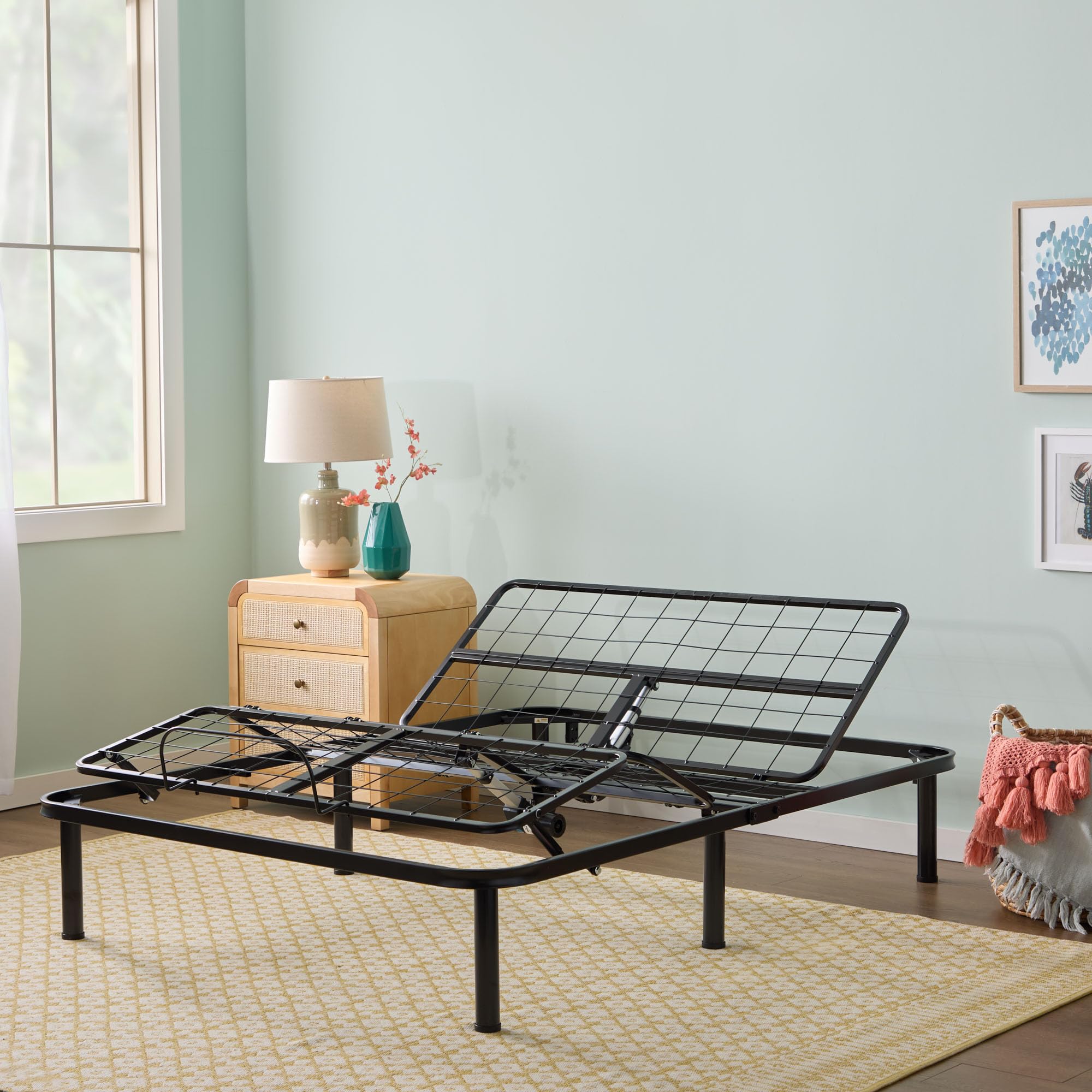 Linenspa Adjustable Bed Frame - Independent Head and Foot Incline - Powerful Quiet Motor - Easy Toolless Assembly - Lounging - W