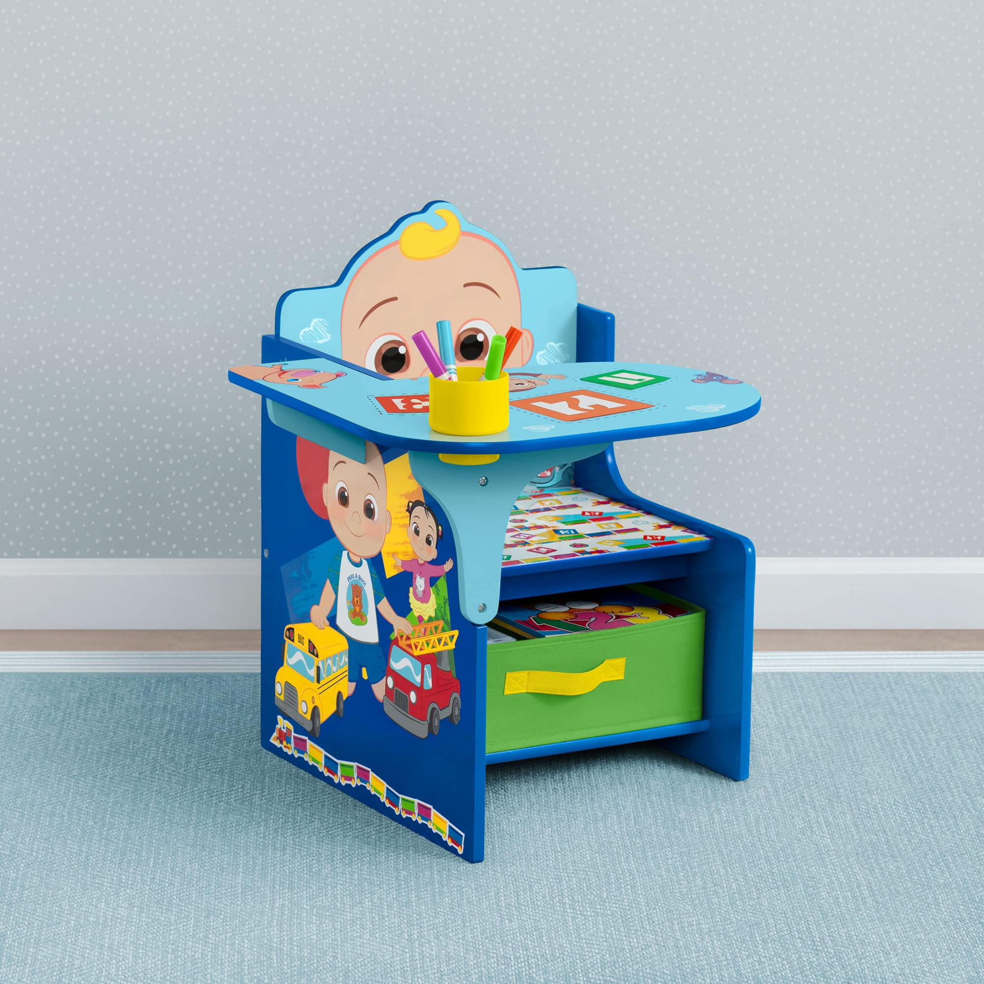 Delta Children Chair Desk With Storage Bin - Greenguard Gold Certified, Cocomelon