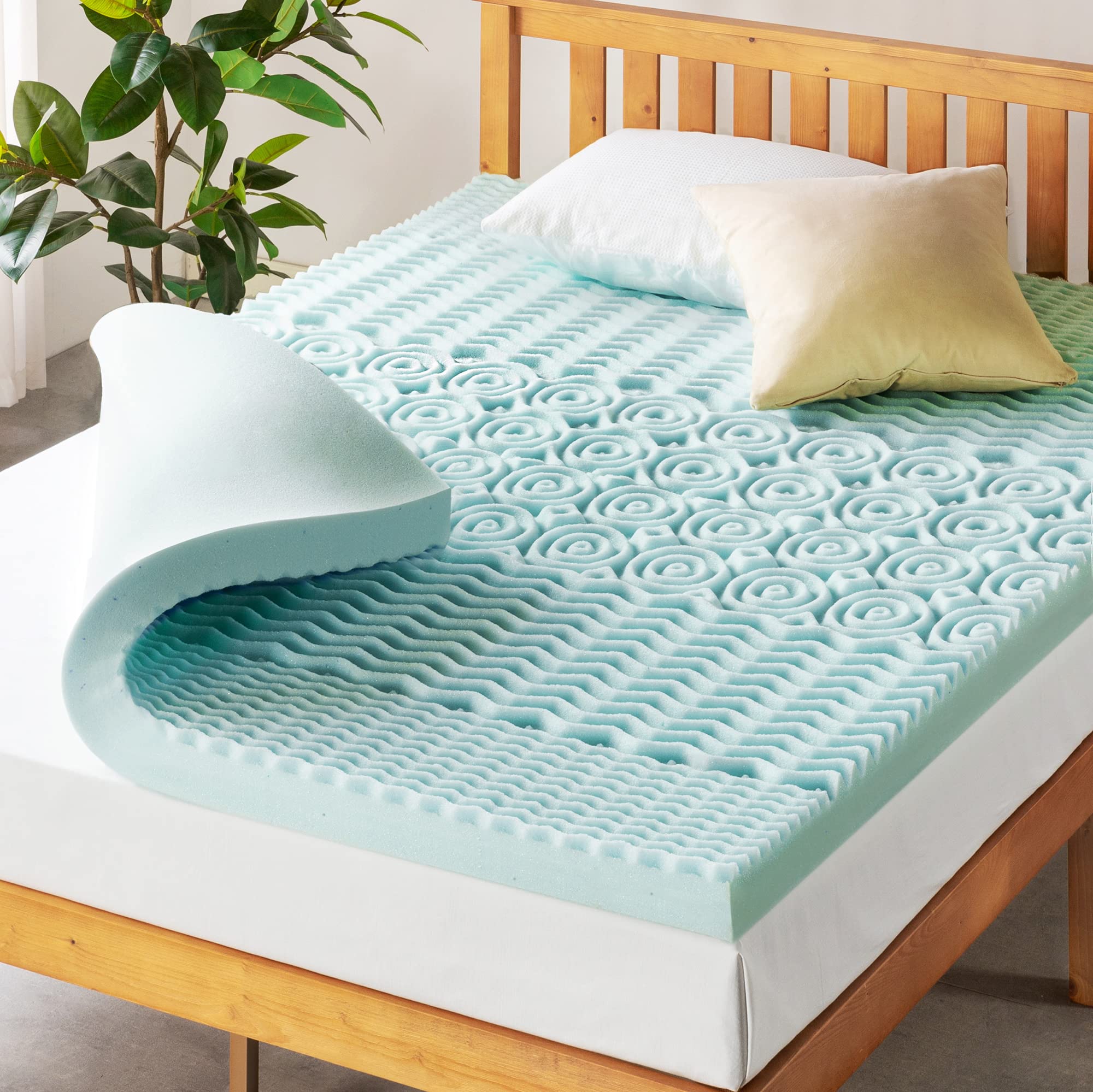 Mellow 4 Inch 5-Zone Memory Foam Mattress Topper cooling gel Infusion Queen