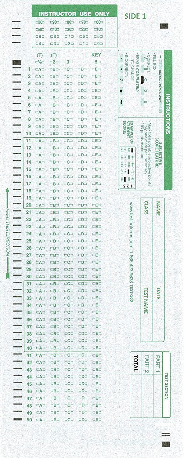 Test-100E 882 E Compatible Testing Forms (100 Sheet Pack)