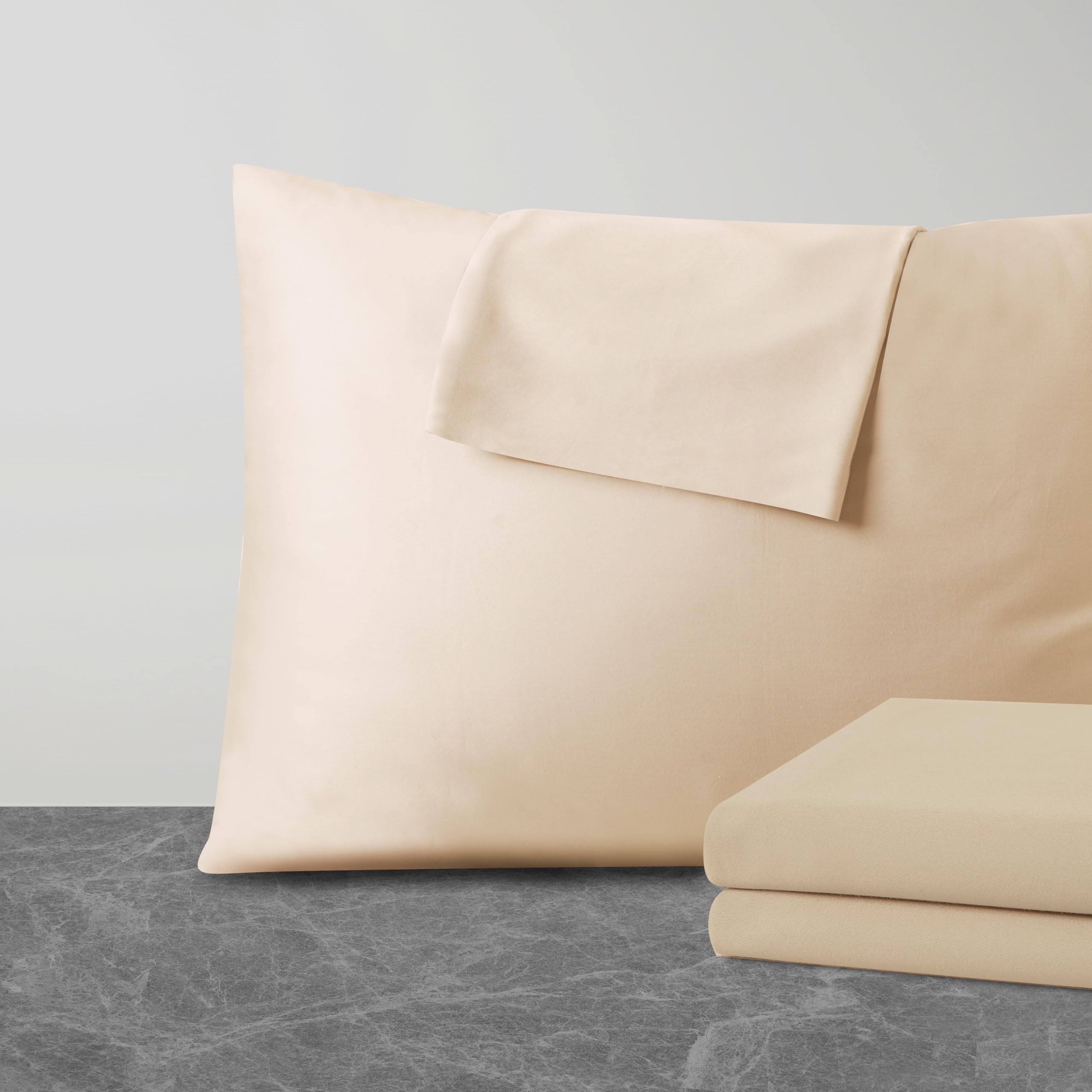 4 Pack Pillow Protector Standard Size 100% Egyptian Cotton Pillow Covers, 400 Thread Count Sateen Weave Cooling Pillow Cases wit