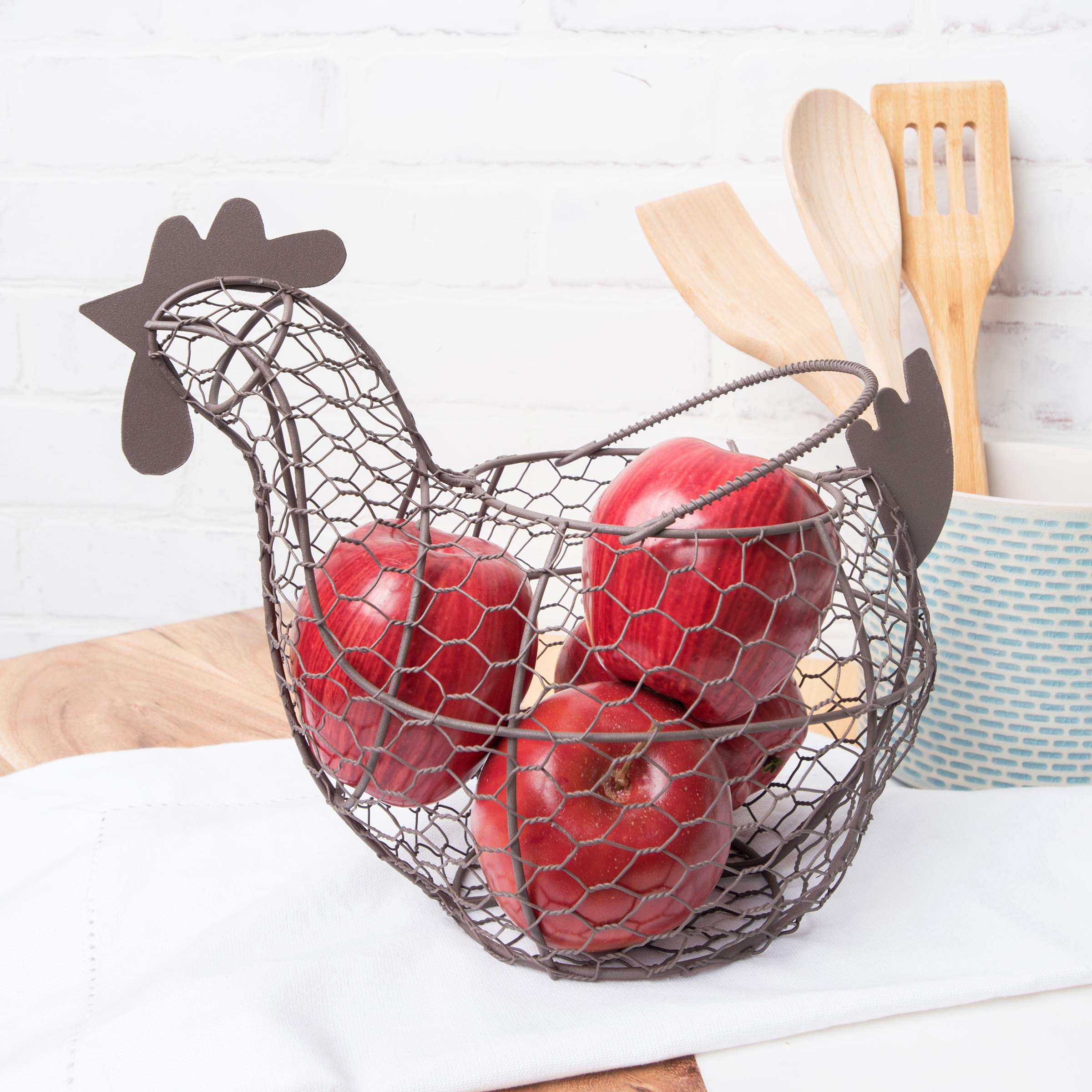 Tag Rustic Vintage Chicken Wire Egg Basket, Metal, Brown, 11.5" - Perfect for Eggs, Fruits, and Home Decor, Model 204829