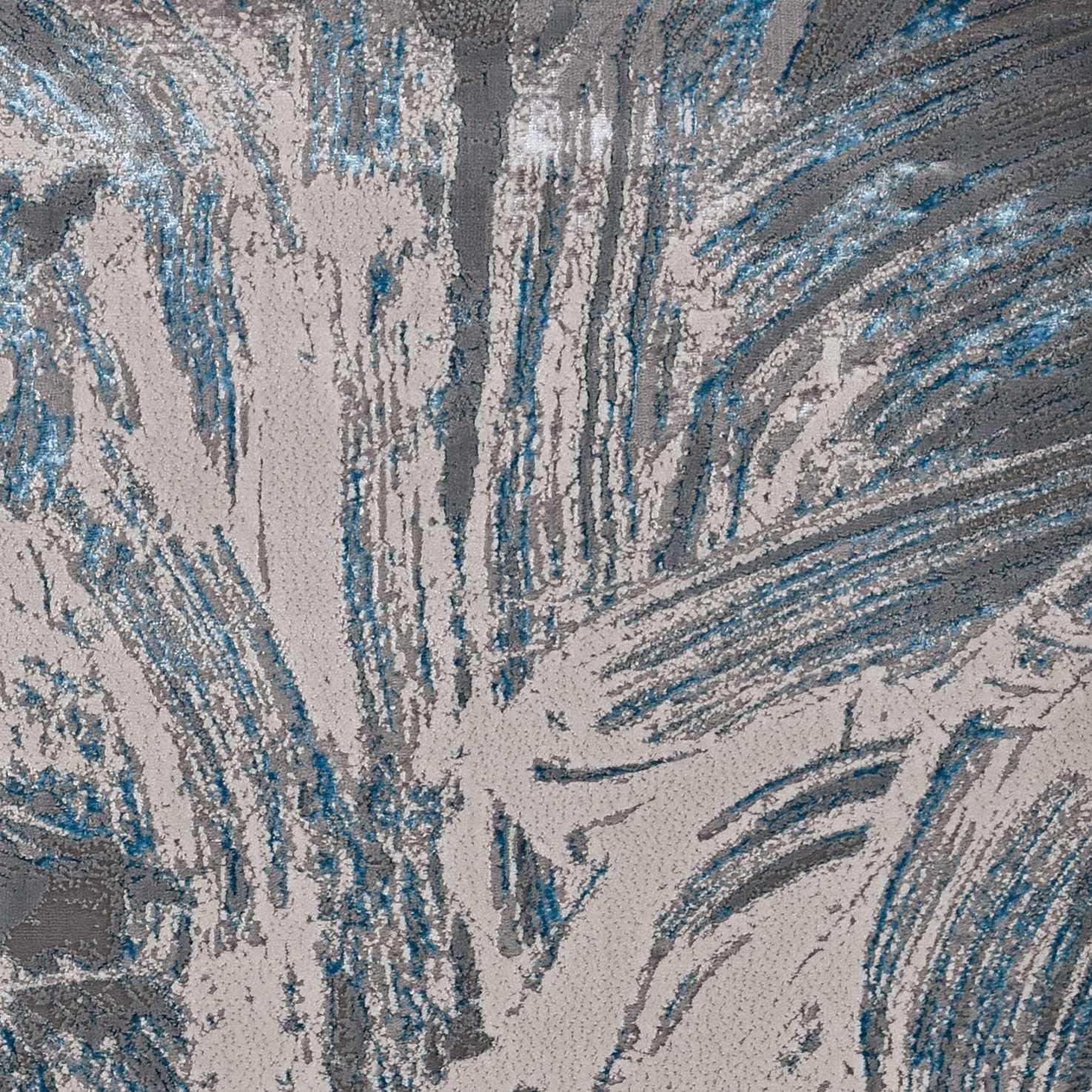 HomeRoots 5' X 8' Silver Or Blue Abstract Brushstrokes Indoor Area Rug