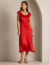 [Wine] SilkSilky  Cap Sleeve Dress 005