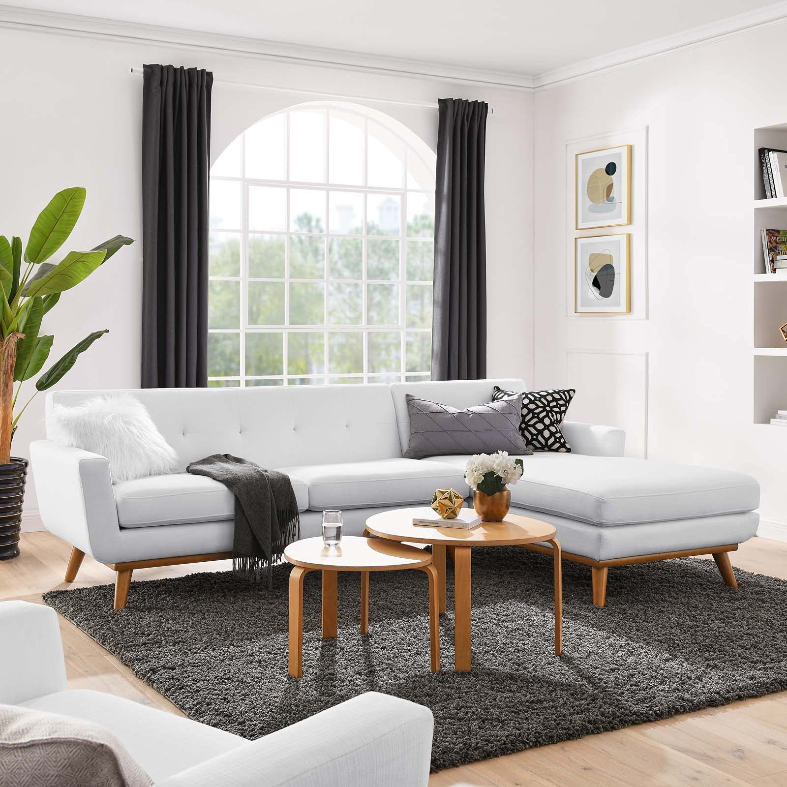 Modway Engage Upholstered Fabric, Right-Facing Sectional Sofa, White