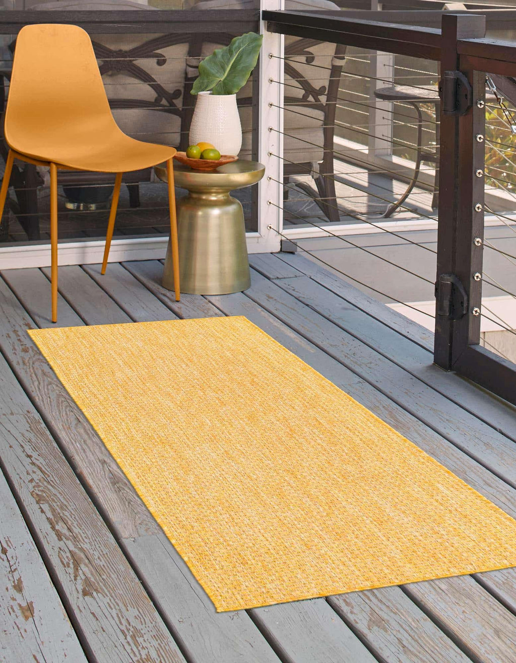 Unique Loom Collection Casual Transitional Solid Heathered Indoor/Outdoor Flatweave Area Rug (2' 7'' X 12' Runner, Corn Harvest