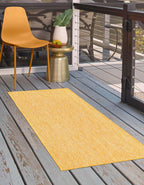 Unique Loom Collection Casual Transitional Solid Heathered Indoor/Outdoor Flatweave Area Rug (2' 7'' X 12' Runner, Corn Harvest