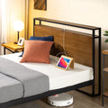 Zinus Suzanne Bamboo and Metal Platform Bed Frame with Headboard Shelf and USB Ports, No Box Spring Needed, Wood Slat Support, E