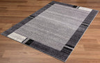 HomeRoots Grey 100% Twisted Polyester 4â€ x 6â€ Gray Modern Bordered Area Rug