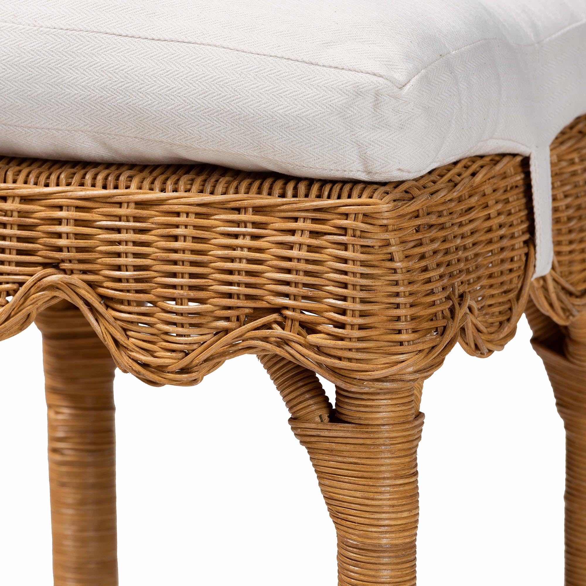 bali & pari Bohemian Scallop Honey Rattan Bar Stool - Brown, Stylish and Unique Design for Kitchen or Home Bar