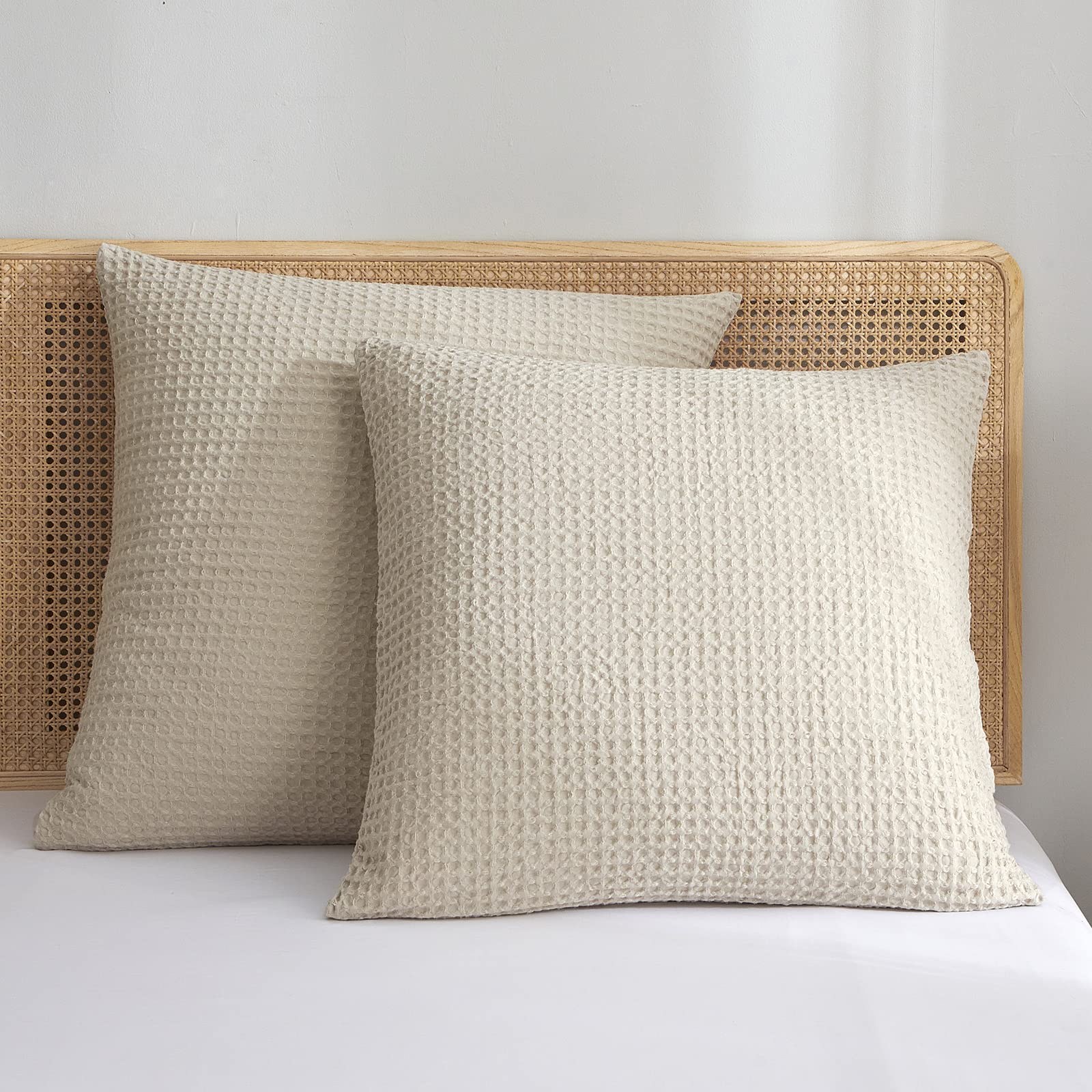 Phf Ultra Soft Waffle Weave Euro Shams Pillow Covers 26' X 26' 2 Pack, No Filling, Breathable Skin-Friendly Euro Throw Pillow