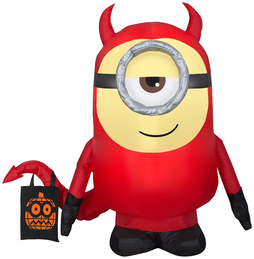 Gemmy Airblown Inflatable Minion Stuart Devil, 3.5 Ft Tall, Red