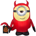 Gemmy Airblown Inflatable Minion Stuart Devil, 3.5 Ft Tall, Red
