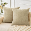 Miulee Pack Of 2 Beige Throw Pillow Covers 20X20 Inch Soft Chenille Pillow Covers For Sofa Living Room Couch Solid Dyed Cases