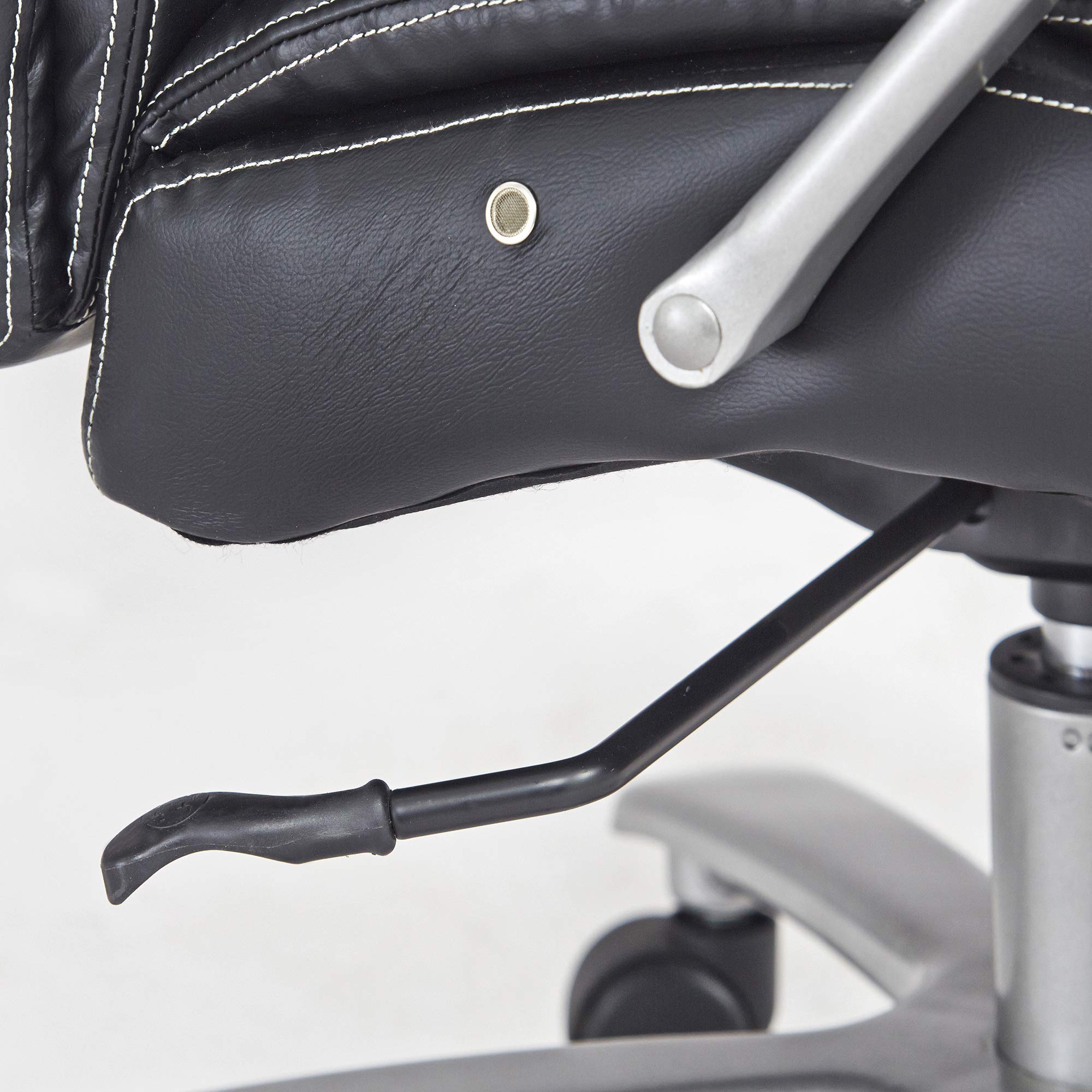 Safco Big And Tall Mid Back Rolling Swivel Task Desk Chair Padded Arms, 350 Lbs. Weight Capacity, Adjustable Height, Tilt, Work Or Home Office, Black Bonded Leather Seat (3504Bl)