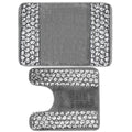 PBP Popular Sinatra Silver Bathroom Banded Bath & Contour Rug Set