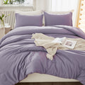 Litanika Grayish Lavender Purple Comforter Set Full Size, 3 Pieces Lightweight Solid Bedding Comforter Set, All Season Fluffy Be