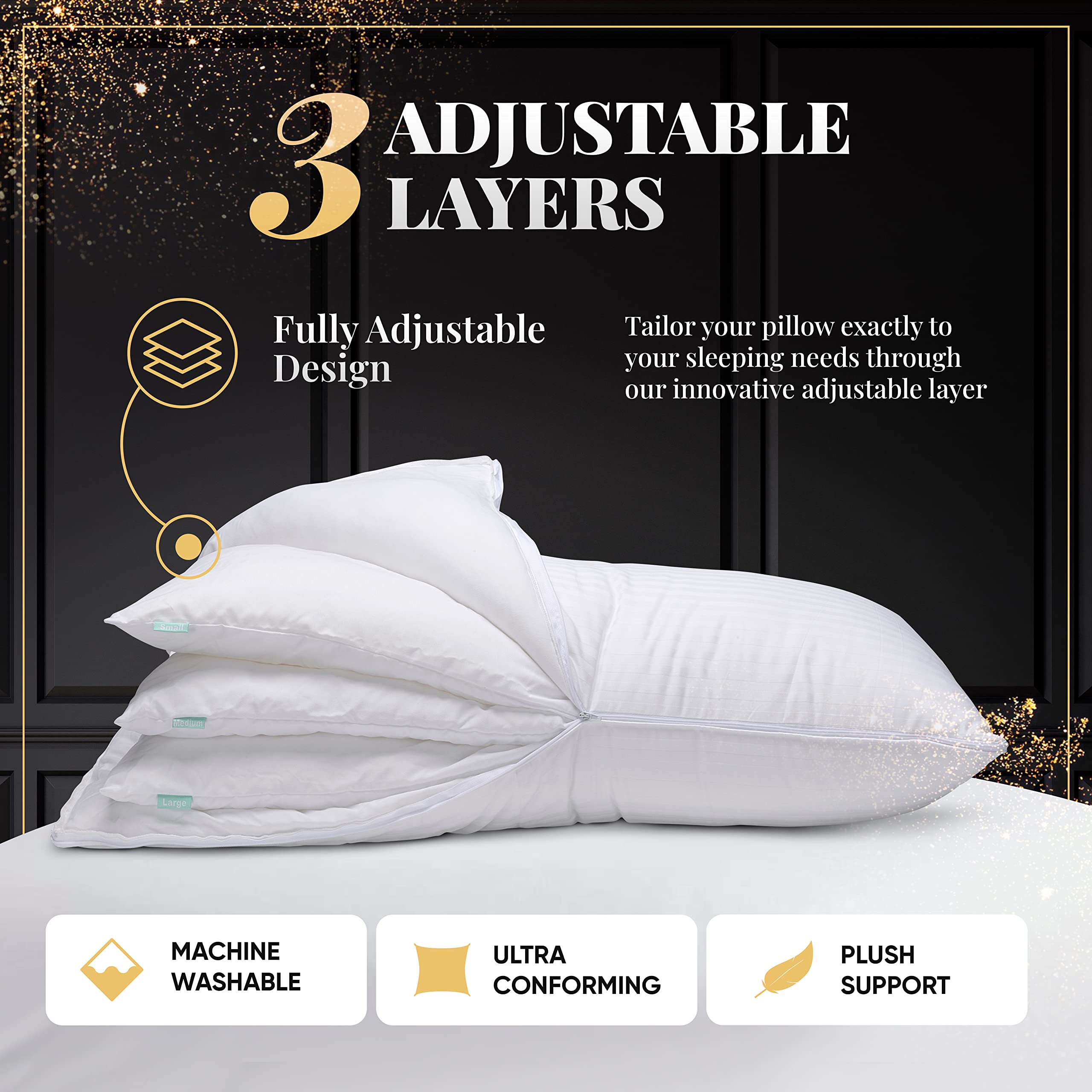EverSnug Adjustable Layer Pillow Set Cooling Down Alternative White Standard/Queen