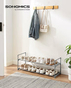Songmics Shoe Rack, 2 Tier Shoe Organizer, Metal Shoe Storage Shelf For 10 Pairs Of Shoes, Easy To Assemble, Entryway, Grey Ulsa012G01