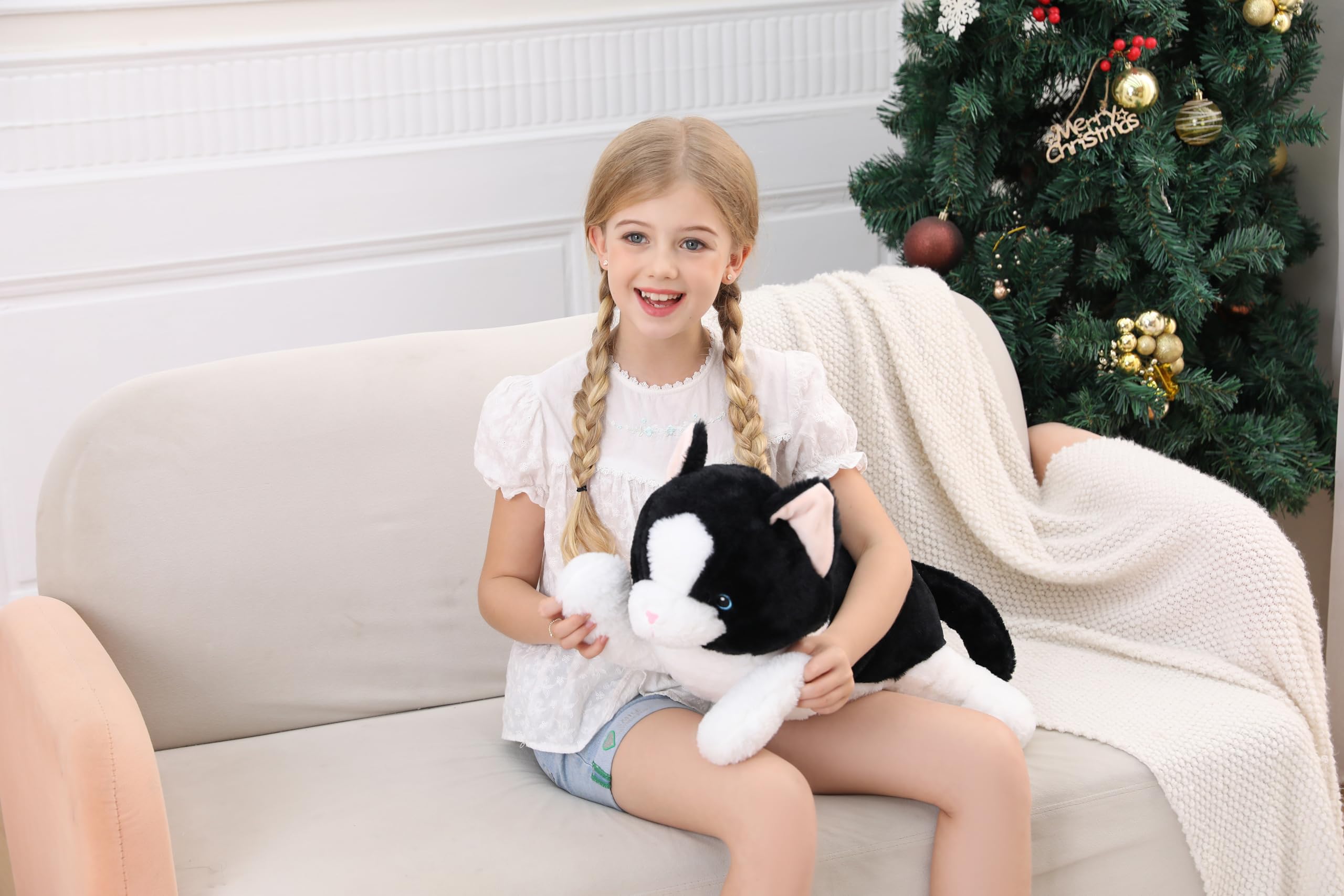 Jellymallow 5 Lbs, 27 Inches Cat Weighted Stuffed Animals, Cuddly Weighted Cat Plush Pillow Giant Plushie Ideal Gift For Adults