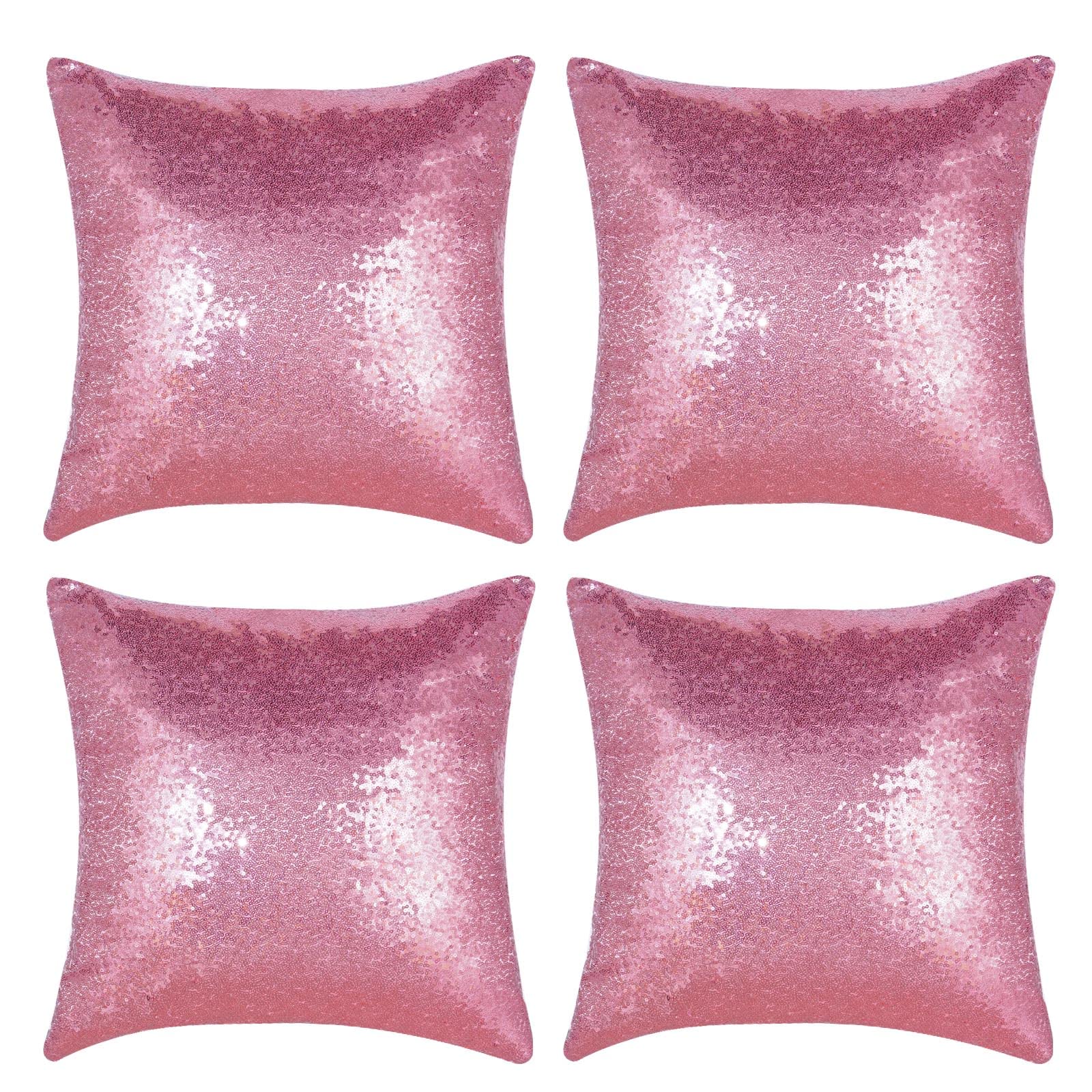 Miayon Pink Sequin Pillow Covers Square Glitter Pillow Cases Decorative Sparkling Throw Pillow Covers Cushion Case For Bed Sofa